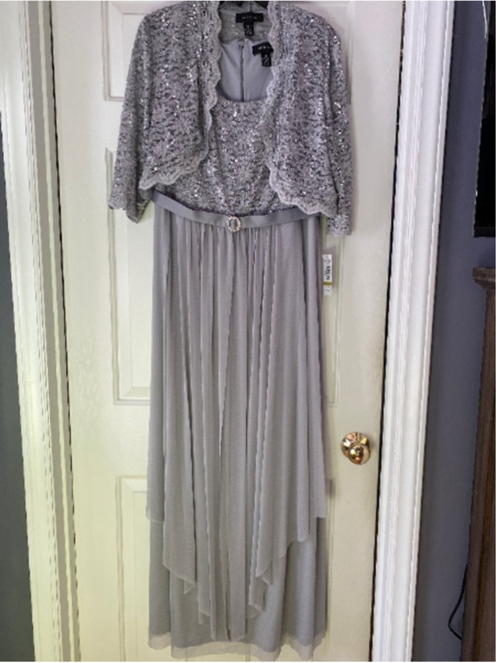 Women's R&M Richards Dress, Size 14, Silver (JM1)